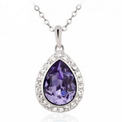 Premium quality Platinum plated purple drop pendant with Swarovski element